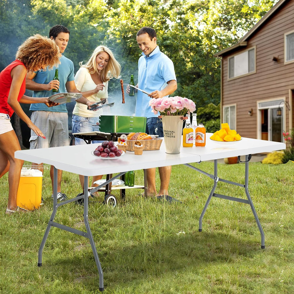 GIANTEX Folding Picnic Table, 6FT Portable Foldable Tables for Party BBQ, Met...