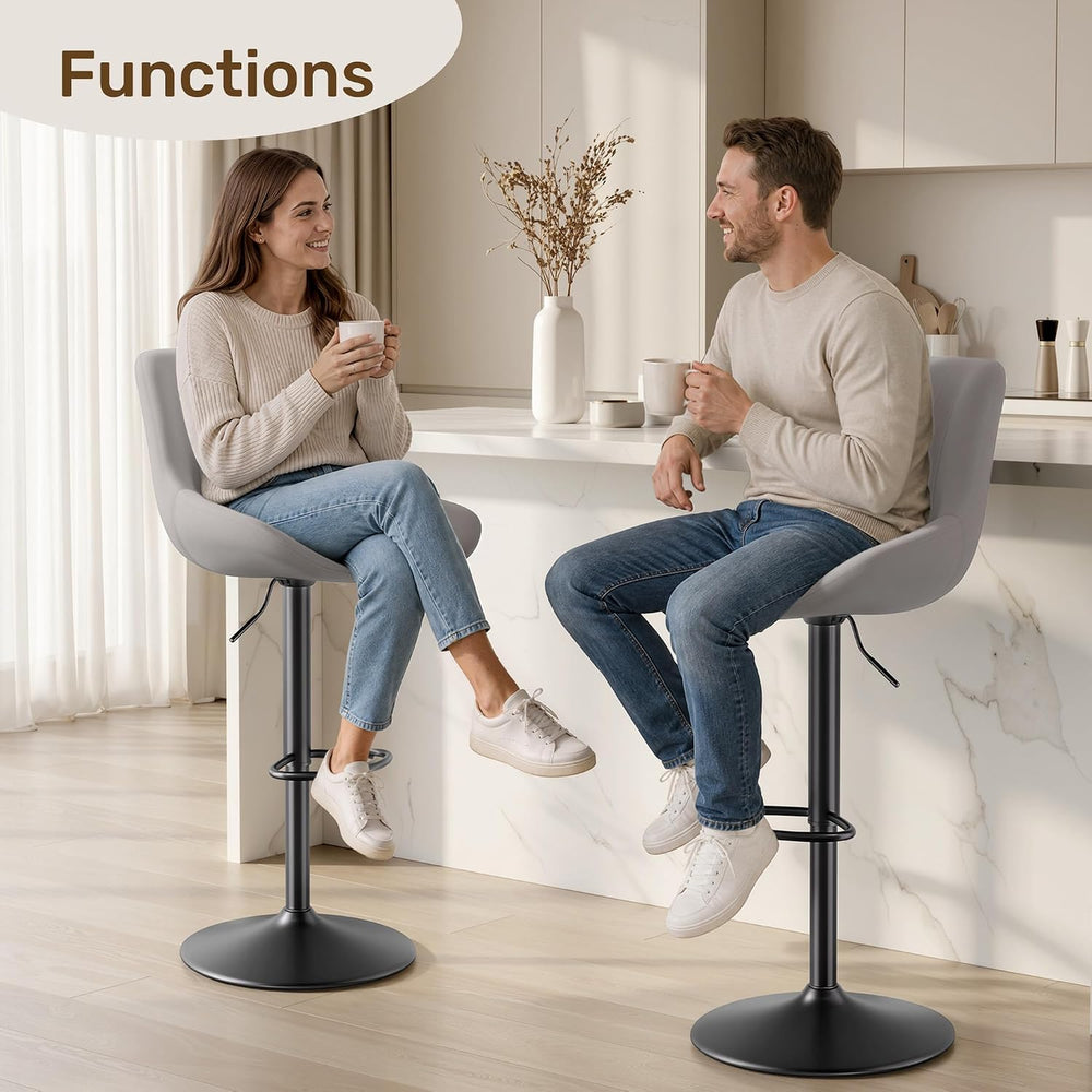 Swivel Bar Stools, Adjustable Bar Stools Set of 4, Light Gray