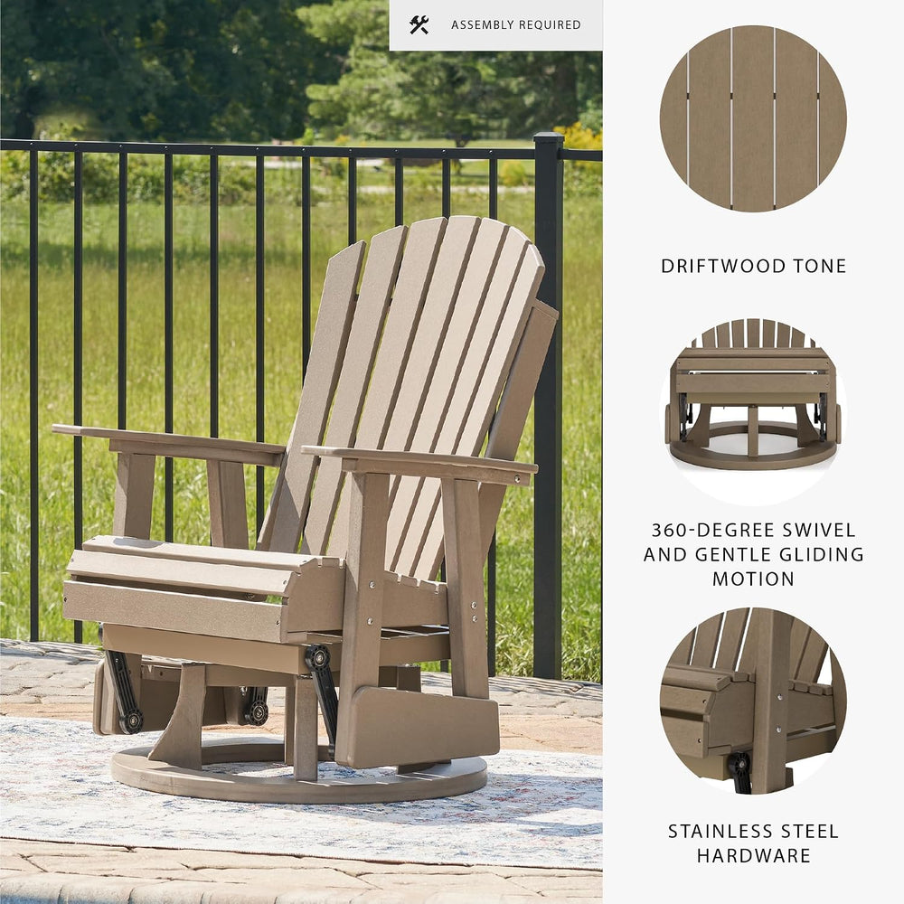 Signature Design by Ashley Hyland Wave Contemporary Swivel Glider Adirondack ...