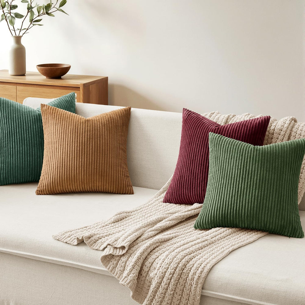 MIULEE Soft Corduroy Decorative Throw Pillow Covers Christmas Green 18x18