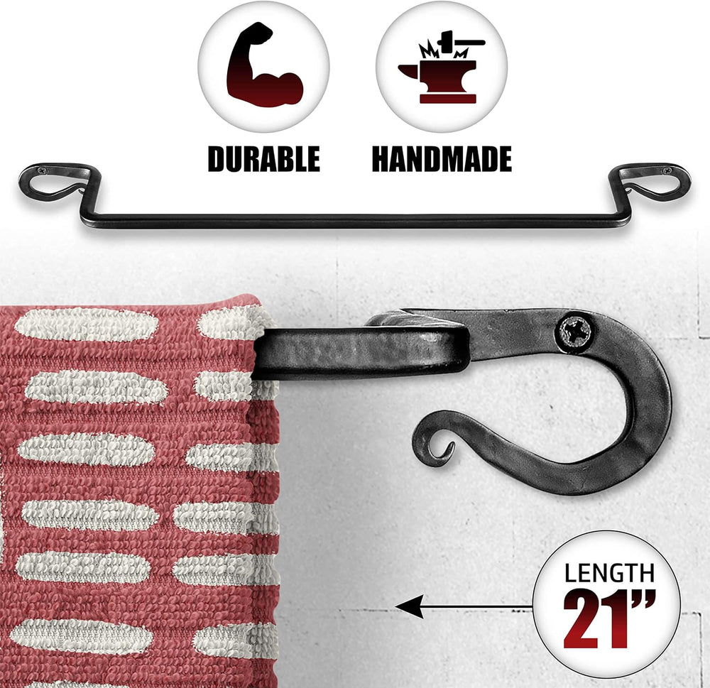 Stur-De Wrought Iron Towel Holder - Rustic Towel Rack for Bathroom or Kitchen...