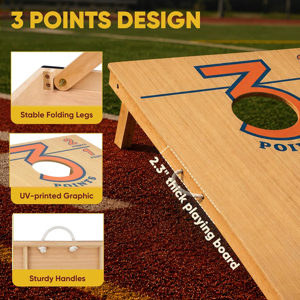 Regulation Cornhole Board Set - Dare to Play at 4x2 ft or 3x2 ft