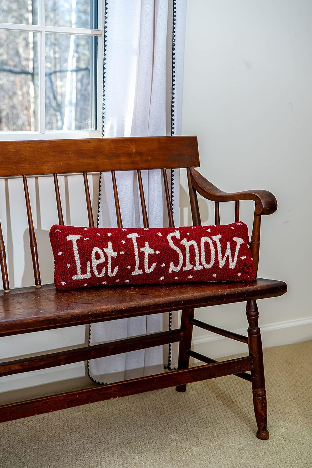 Chandler 4 Corners Artist-Designed Let It Snow Hand-Hooked Wool Decorative Ch...