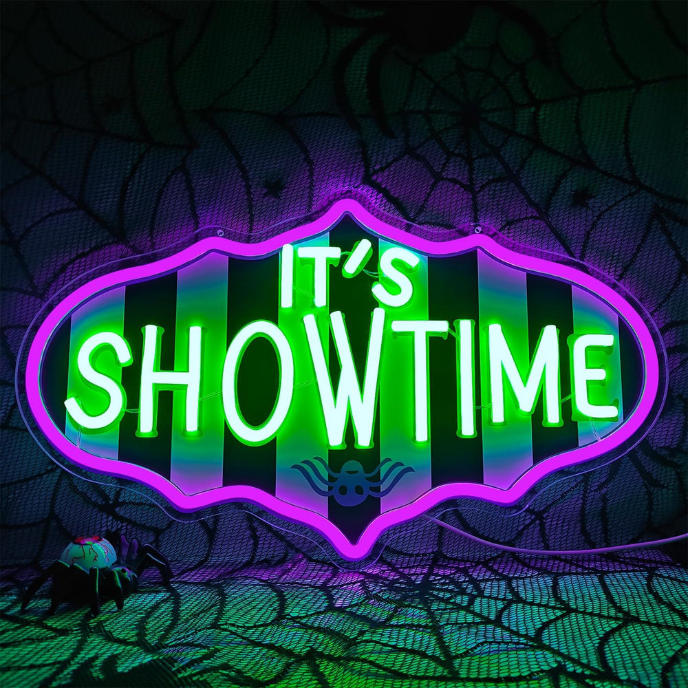 It's Showtime Neon Sign Dimmable Neon Halloween Sign Showtime Led Sign Ho...