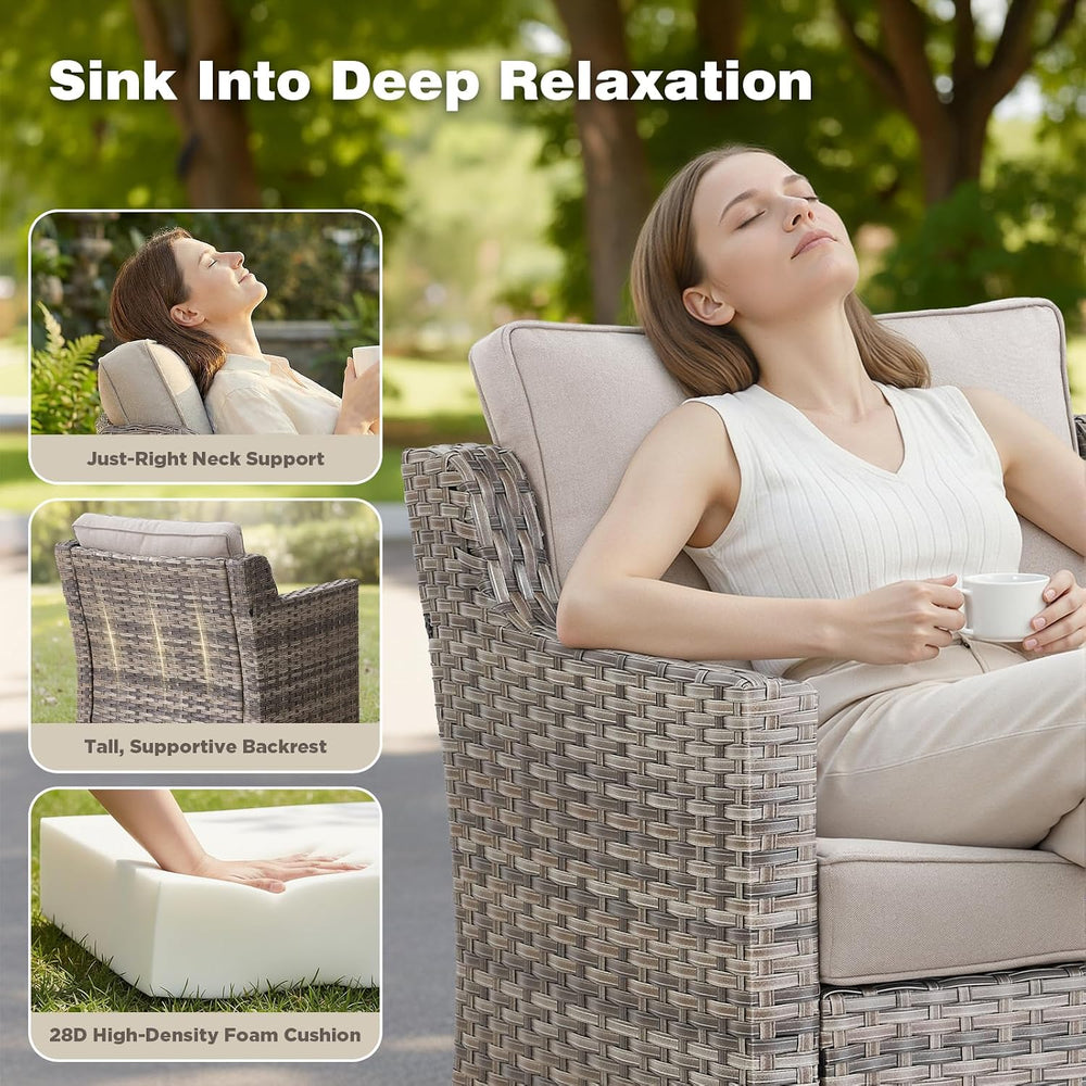 Belord Patio Wicker Swivel Rocker Patio Chairs, Outdoor Rattan Chairs for Dec...