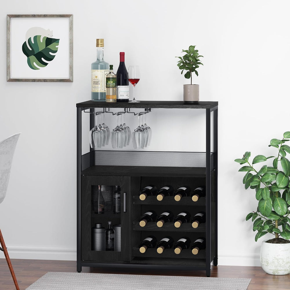IDEALHOUSE Wine Bar Cabinet with Detachable Wine Rack and Storage Space