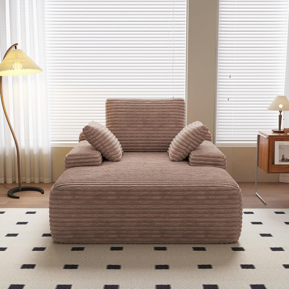 Oversized Chaise Lounge Chair Indoor, 67'' Corduroy Boneless Sofa Bed...