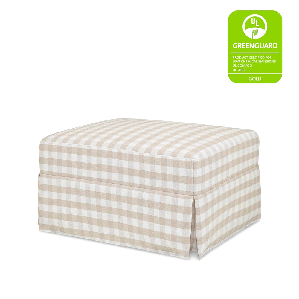 NAMESAKE Crawford Gliding Ottoman in Tan Gingham, Greenguard Gold & Certi...