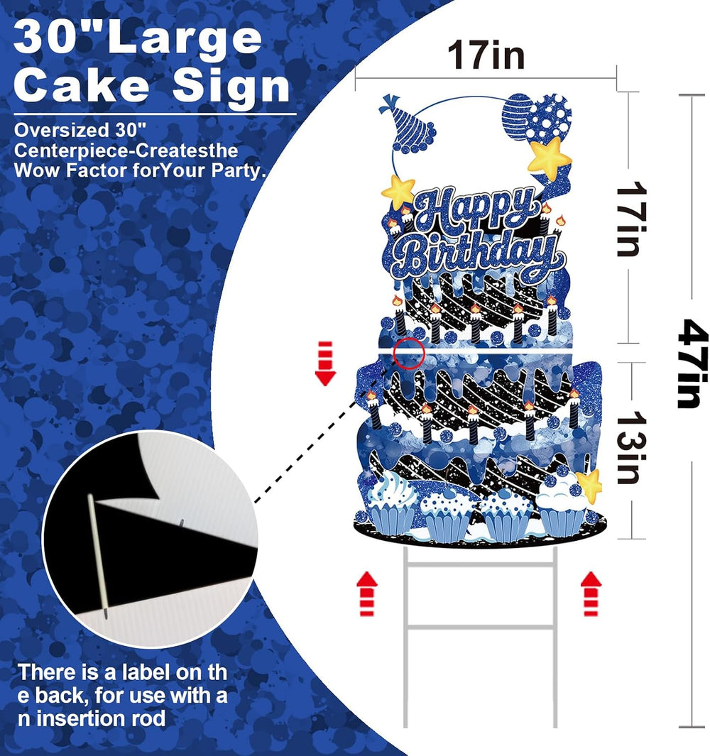 Happy Birthday Yard Signs Outdoor Decorations - 19 PCS Set with 16" Lett...