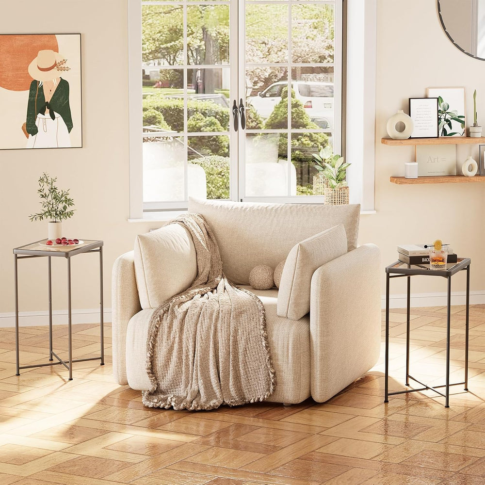 Garden 4 you Small Side Table, Glass End Table Set of 2, Black Outdoor Side T...