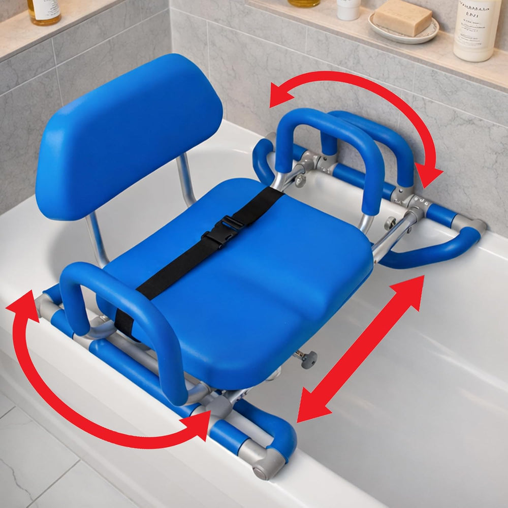 Platinum Health HydroSlide Sliding Shower Chair Swivel Seat for Bathtub, Soft...