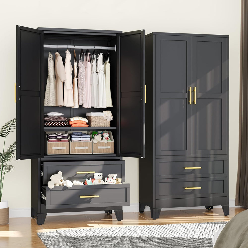 erosoei Metal Armoire Wardrobe Closet, 71 "Metal Clothing Storage Cabinet