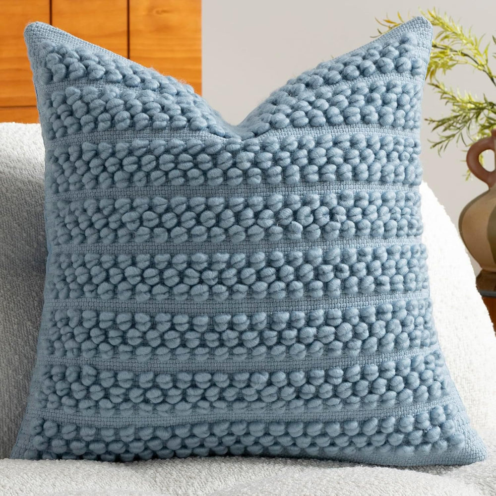 DEZENE Wool Boucle Throw Pillow Cover Premium Chic Accents Square Textured De...