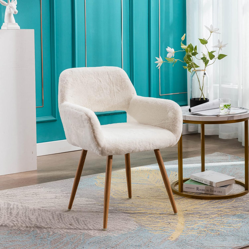 KCC Desk Chair No Wheels Makeup Vanity Chair for Living Room,1PC,White