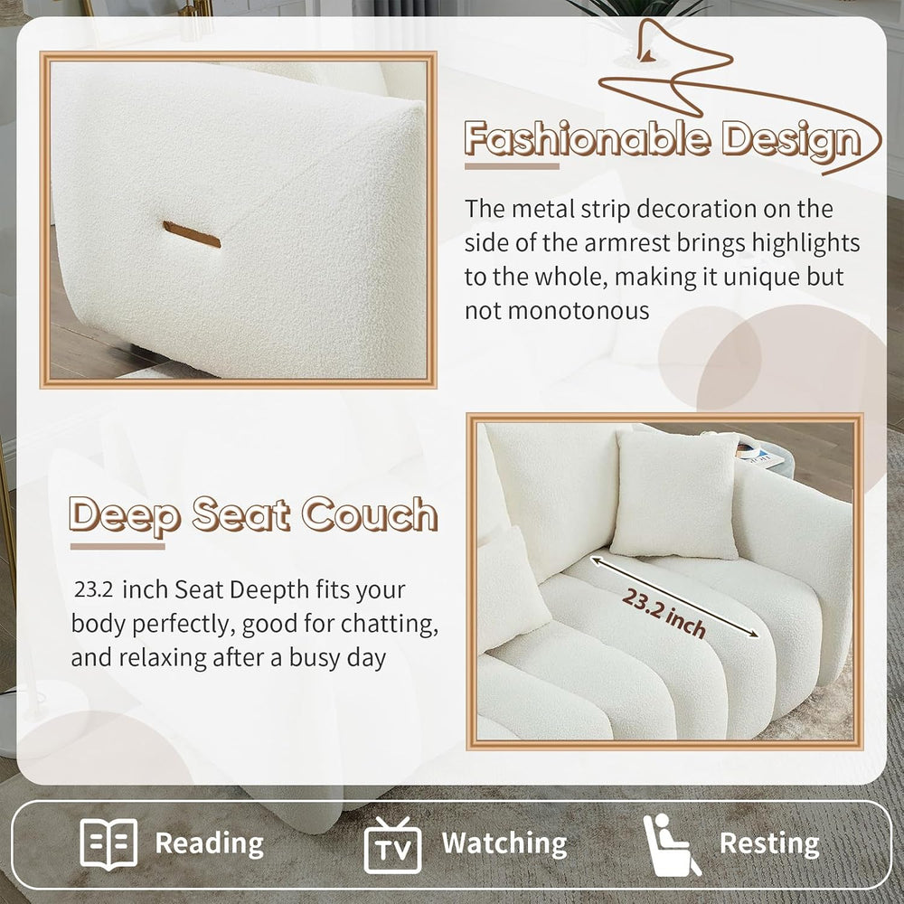 Antetek Teddy Fabric Sofa Set for Living Room, 2 Pieces Modern Deep Seat Over...