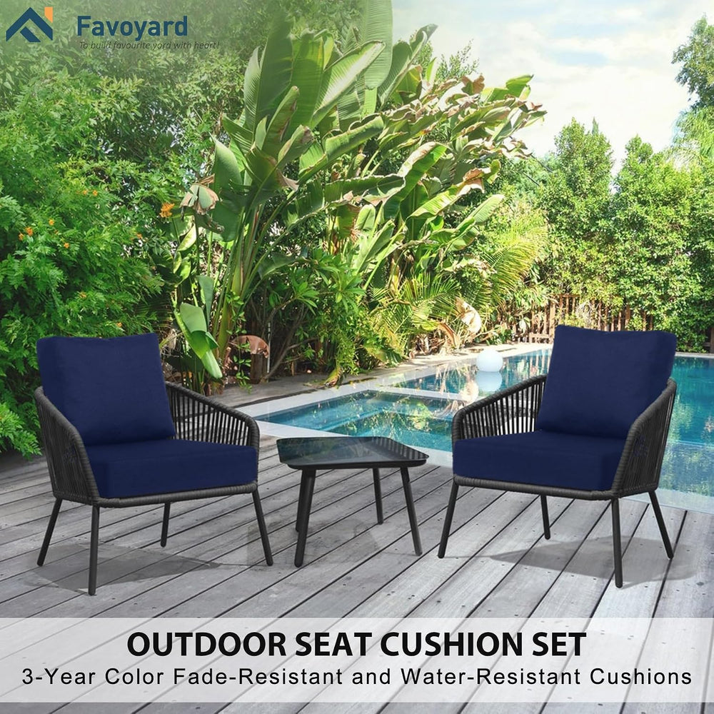Favoyard Deep Seat Patio Cushion Set, Blue, 22 x 22 inch