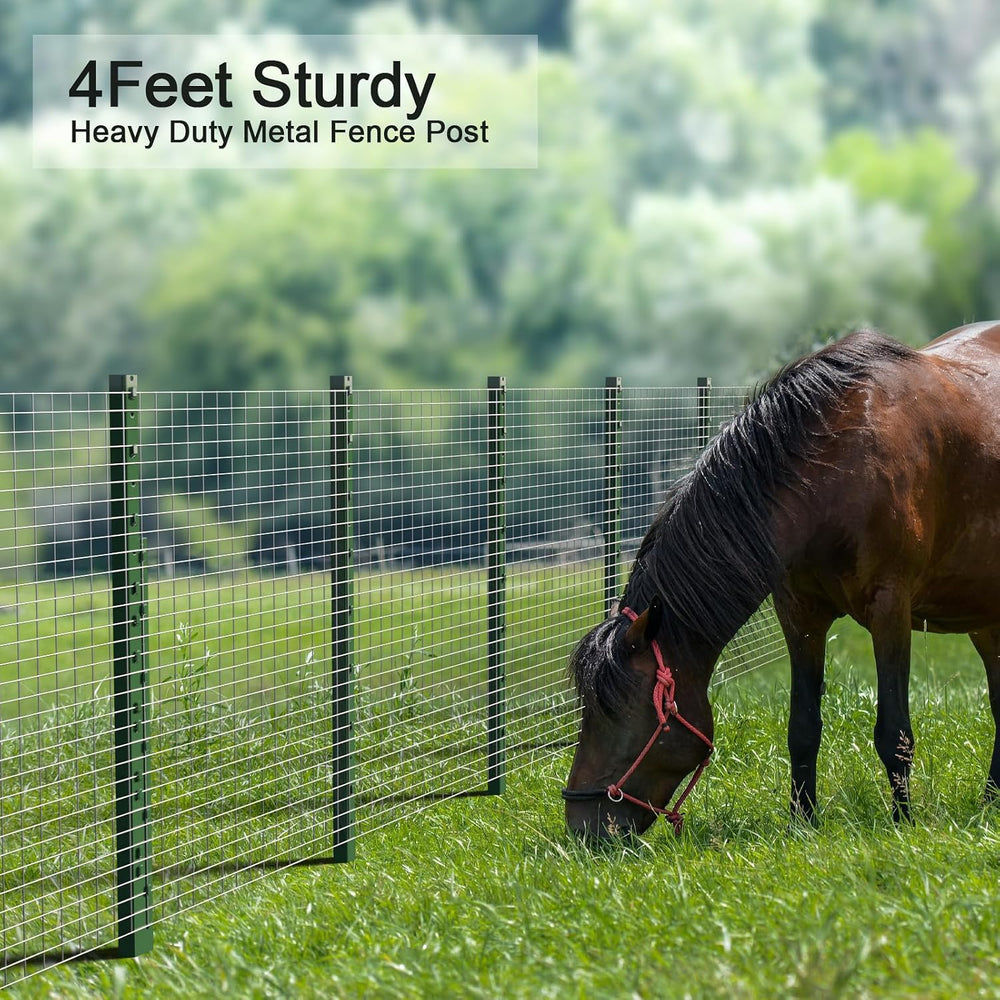 Amagabeli Heavy Duty Metal Fence Posts 4 Feet 10 Pack No Dig Garden U Post St...