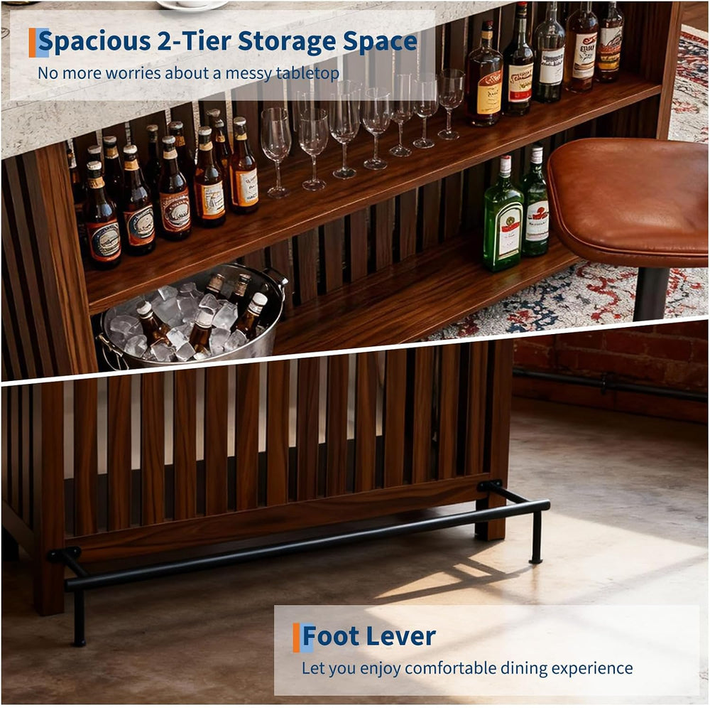 GarveeHome 63" Home Bar Table, 2-Tier Storage Shelf Mini Bar Unit, Kitch...