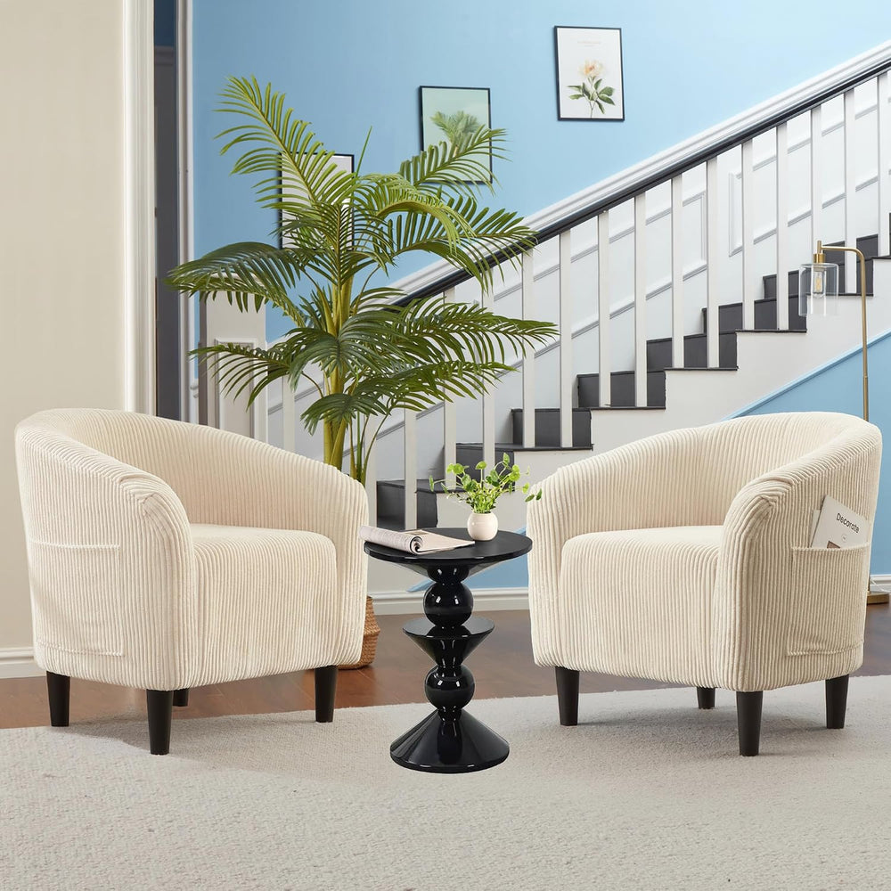 GarveeHome Barrel Accent Chair Corduroy Club Chair Elegant Armchair Cozy Back...