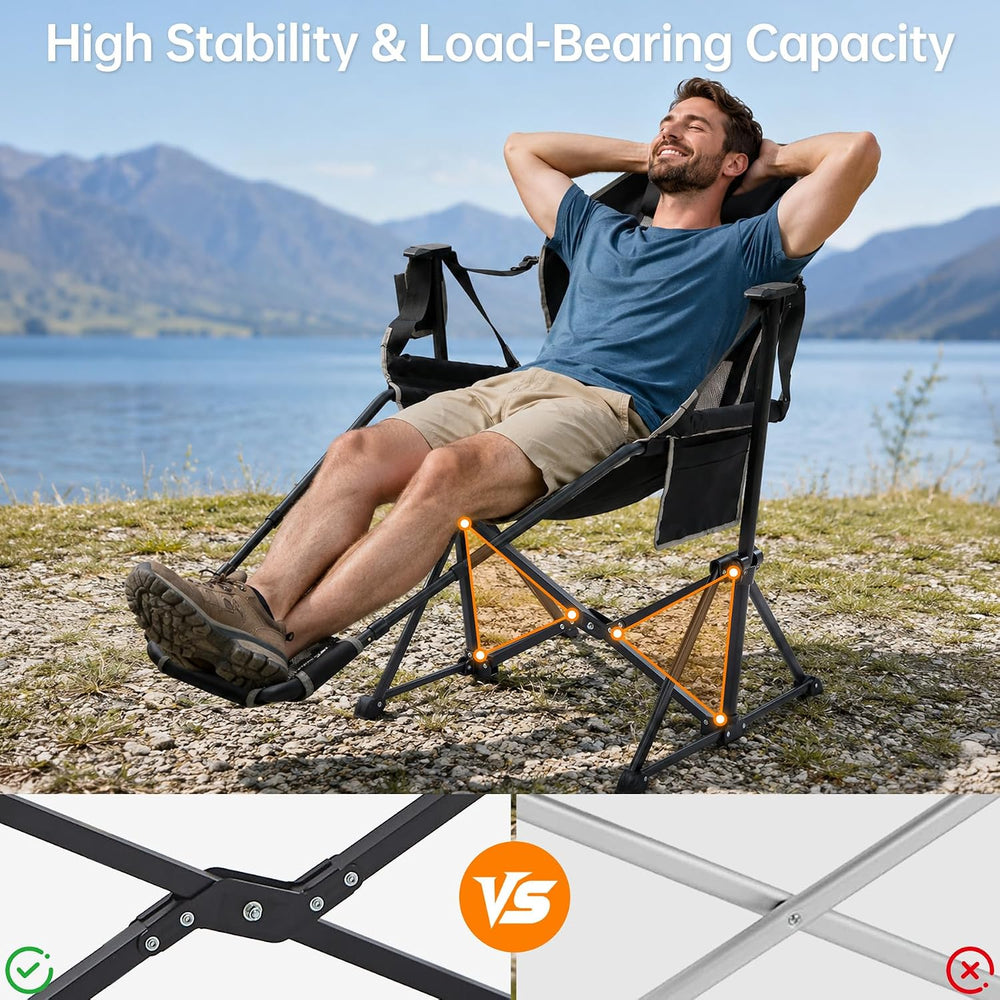 Hammock Swinging Rocking Camping Chairs with Footrest for Adults up to 400lbs...