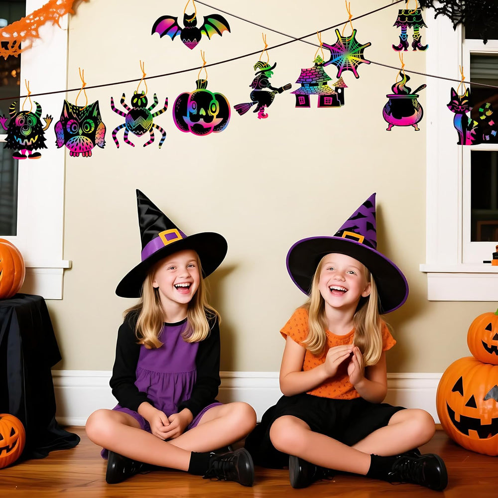 JOYIN 120 Pcs Halloween Rainbow Scratch Art Crafts for Kid, Halloween Party F...