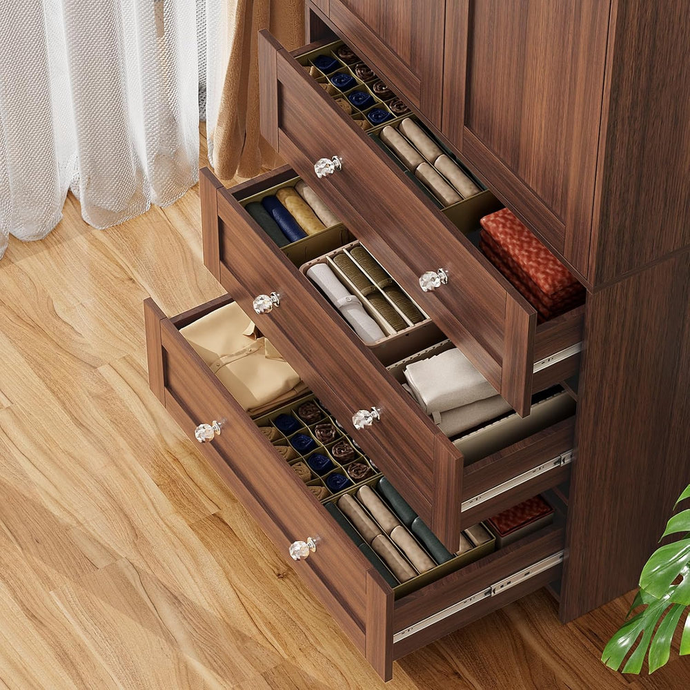 VOWNER 71" Tall Armoire Wardrobe Closet with Drawers and Mirror
