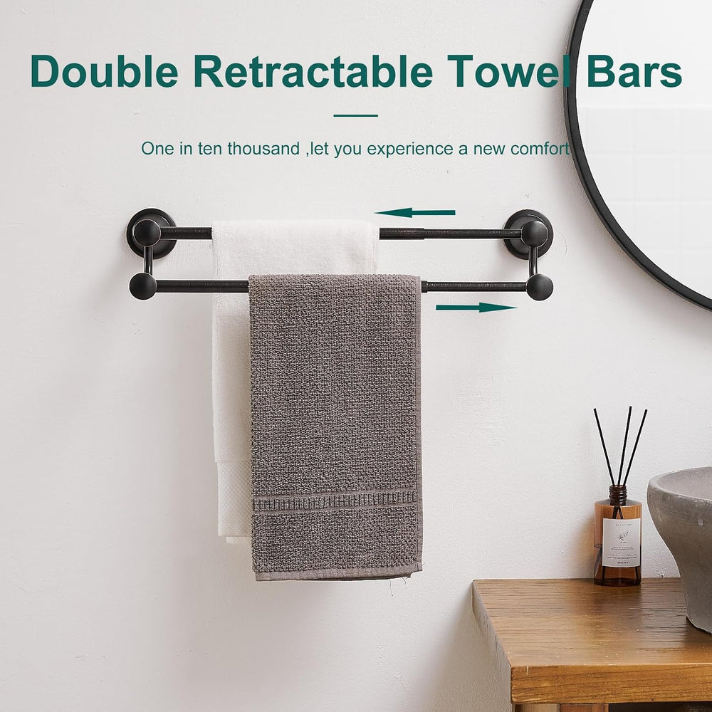 Hoimpro Double Towel Bar Towel Rack for Bathroom Wall Mounted Bronze