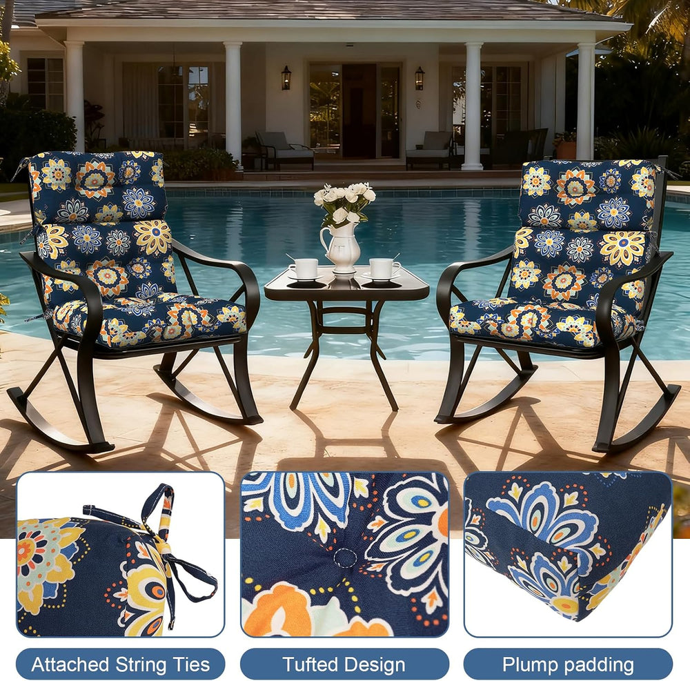 LVTXIII 2 Pack Outdoor High Back Cushions, 22" W x 20" D Tufted Sea...