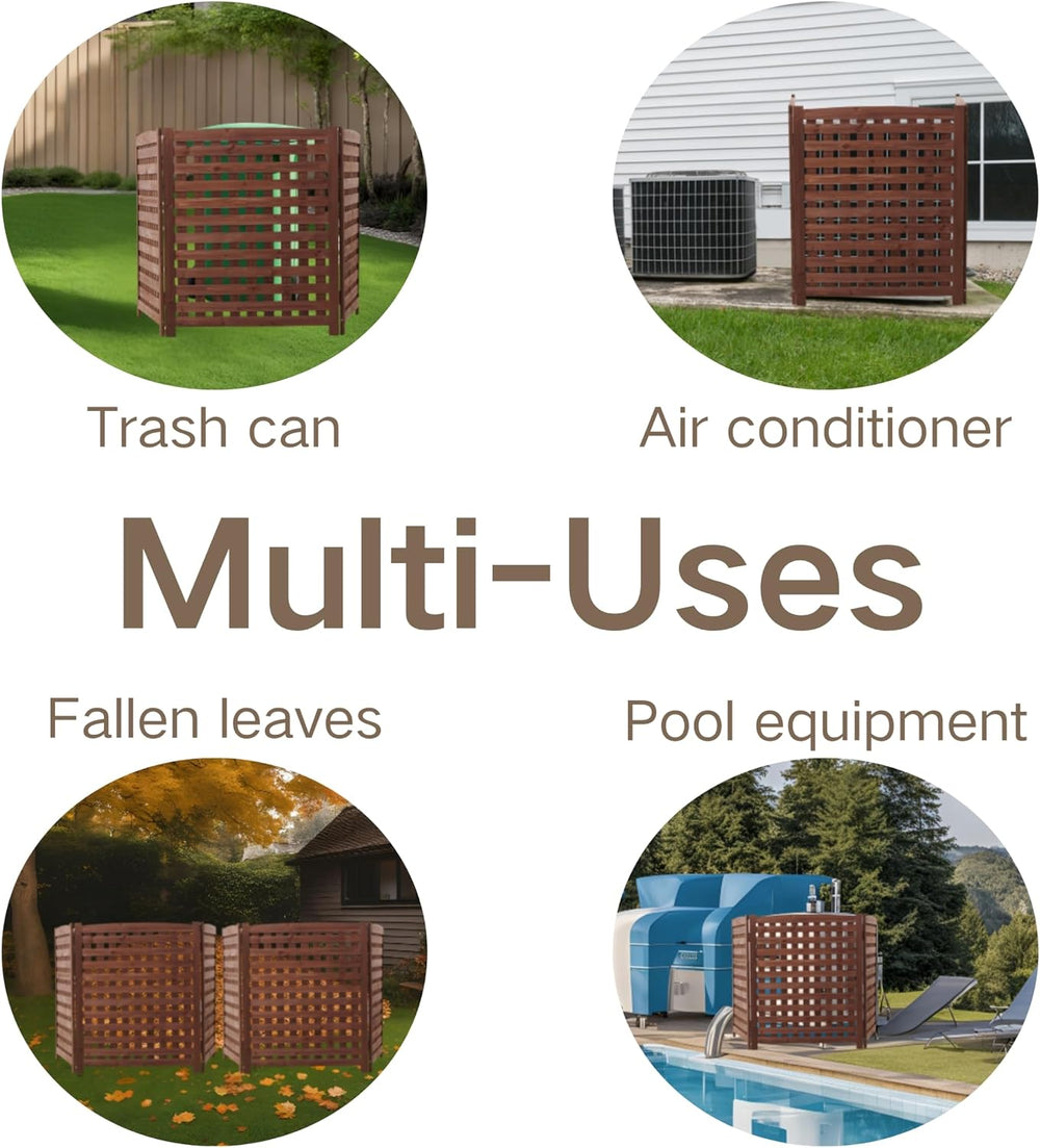 Knocbel Privacy Screen Solid Wood Decorative Fences Air Conditioner Fence Tra...