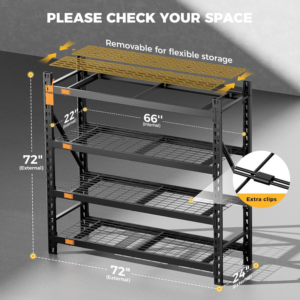 CAMMOO 6000LBS Heavy Duty Storage Shelves, 72''W x 24''D x 72...