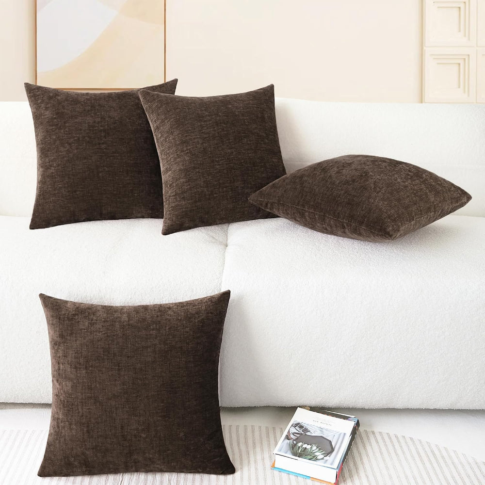 CaliTime Decorative Couch Throw Pillow Covers 18 X 18 Inches Coffee