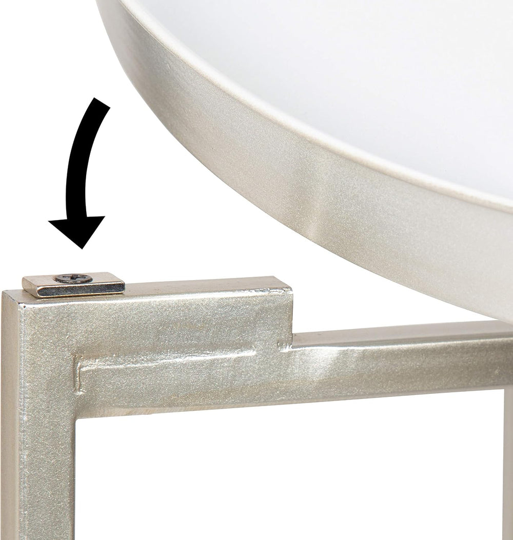 Kate and Laurel Celia Round Metal Foldable Tray Accent Table, White with Silv...