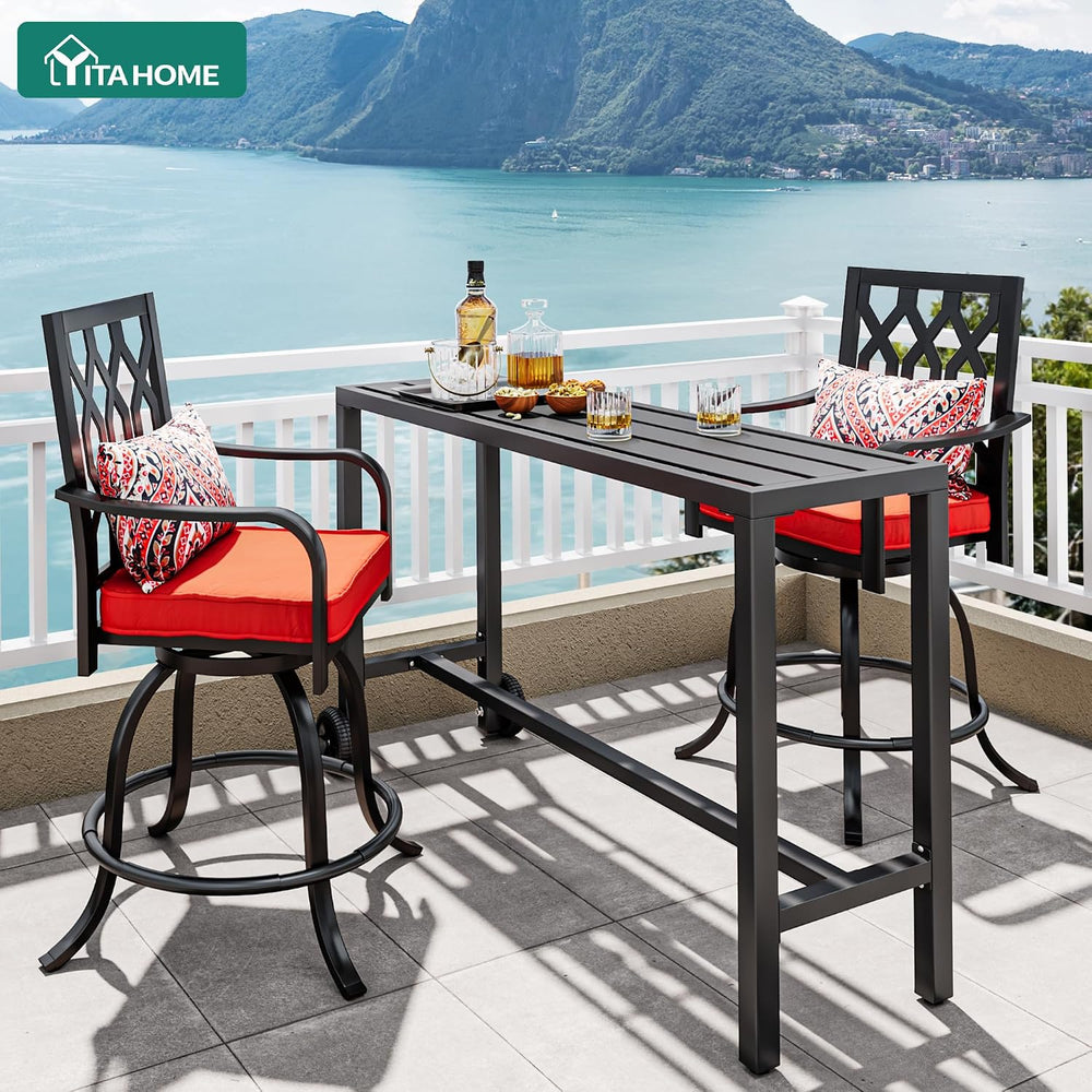 YITAHOME 55" Outdoor Bar Table with Wheels