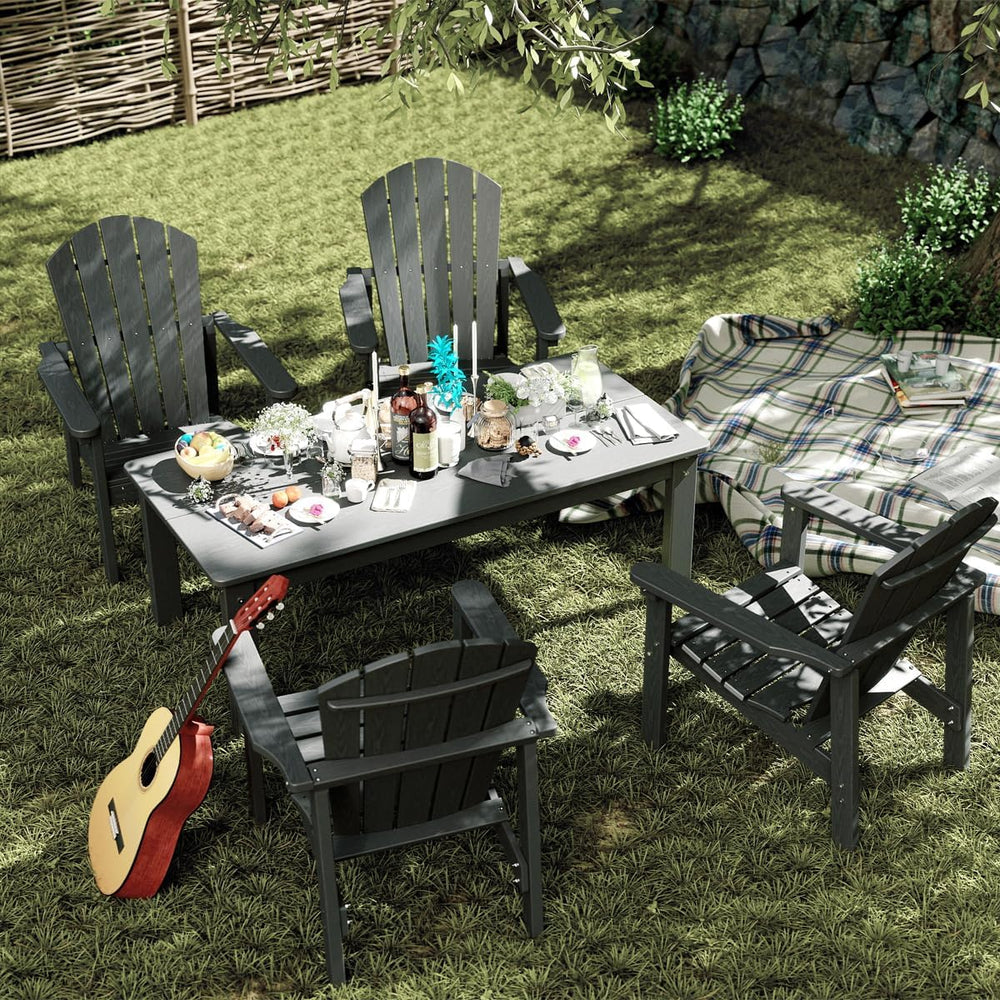 nevilywood Stackable Adirondack Set, 4 Chair with Table, Patio Set, Grey