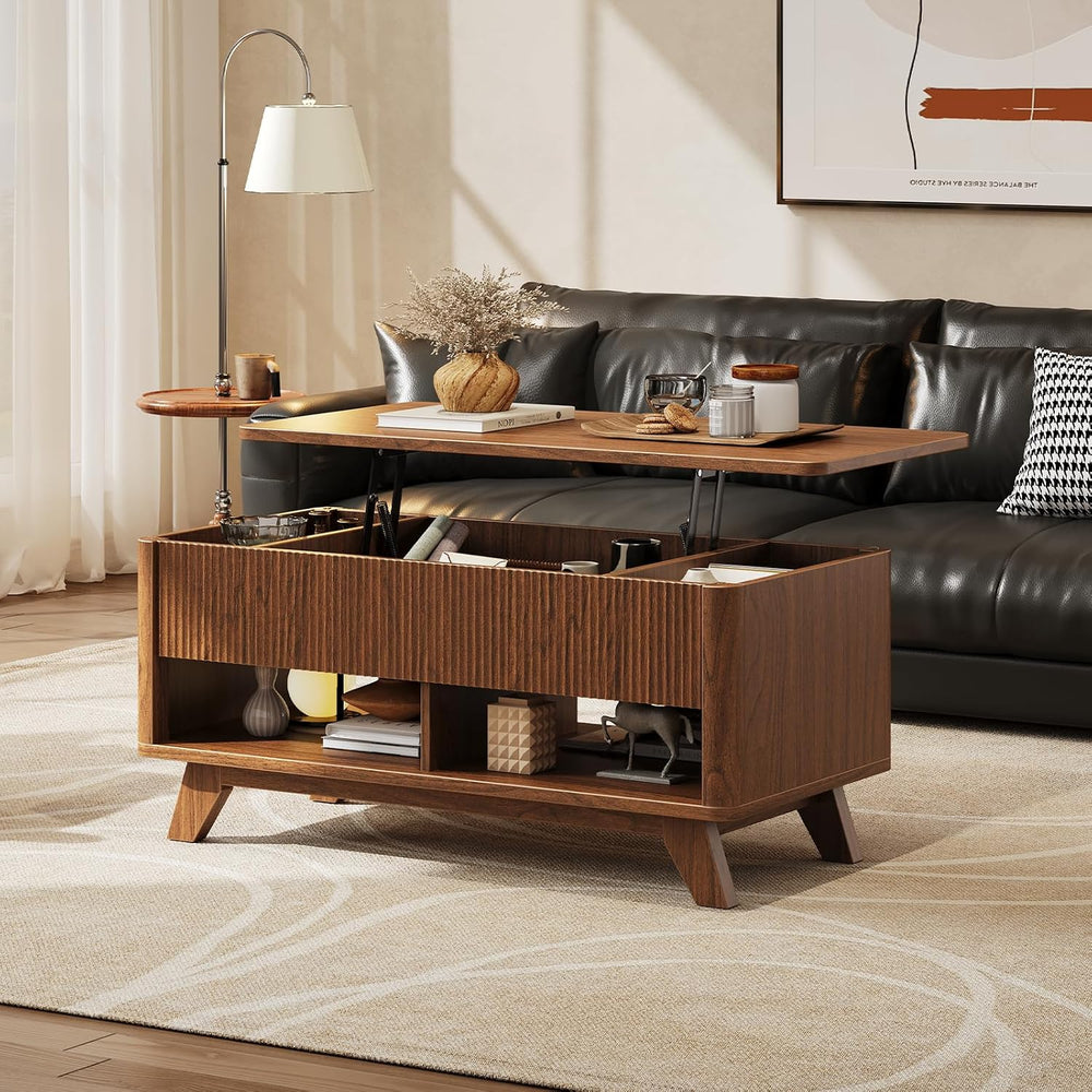 ONBRILL Farmhouse Lift Top Coffee Table, Mid-Century Modern Coffee Table