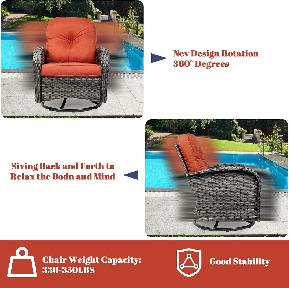 5 Piece Outdoor Patio Furniture Set,Wicker Patio Conversation Set with Swivel...