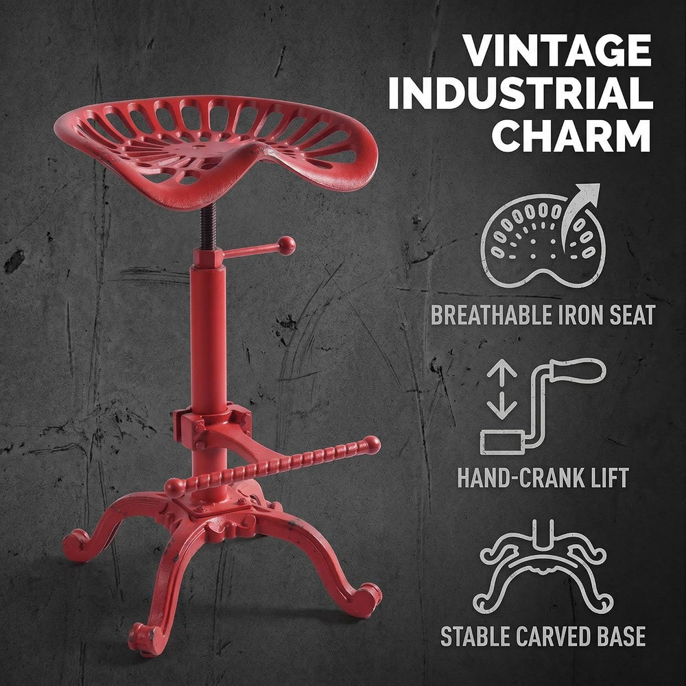 Rustic Industrial Farmhouse Tractor Seat Adjustable Bar Stool Industrial bar ...