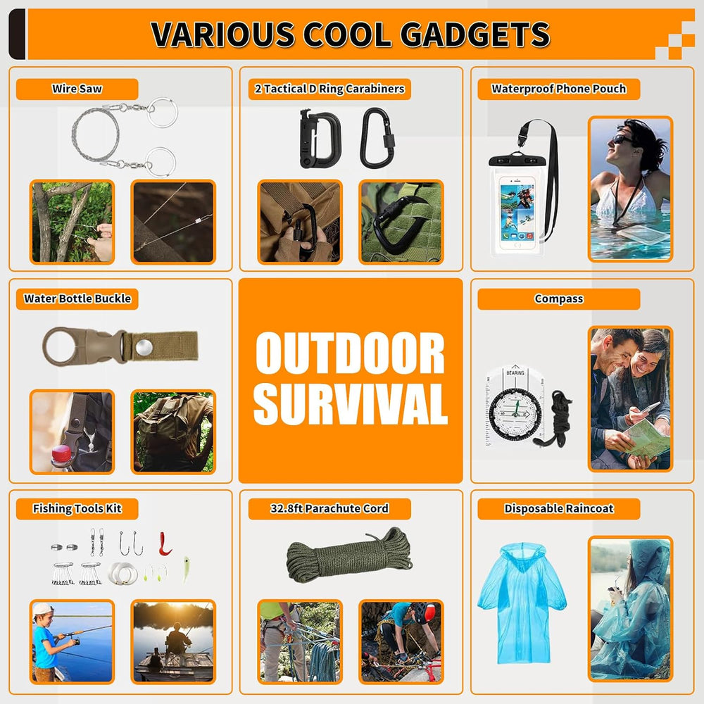 Survival Kit, Gifts for Men Women Teen Boys, 252 pcs Survival Gear and Equipm...