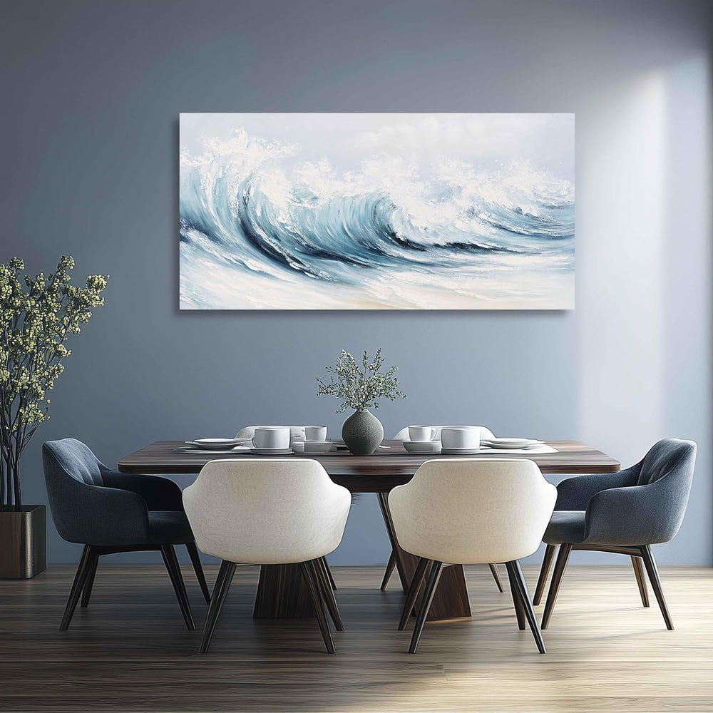 Belmrxne Coastal Wall Decor White Wall Art Ocean Artwork Textured Canvas Pain...