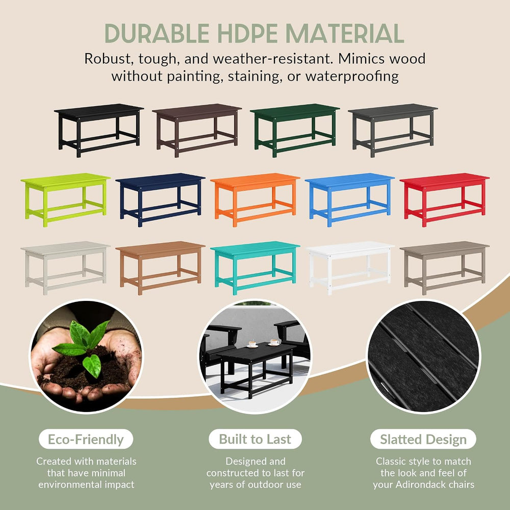 WestinTrends Malibu Outdoor Poly Coffee Table, 35.25" x 17.5", Dark...