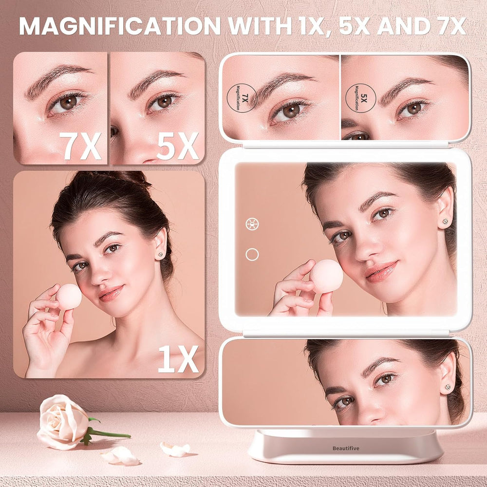 Makeup Mirror with Lights and 7X/5X/1X Magnification Vanity Mirror