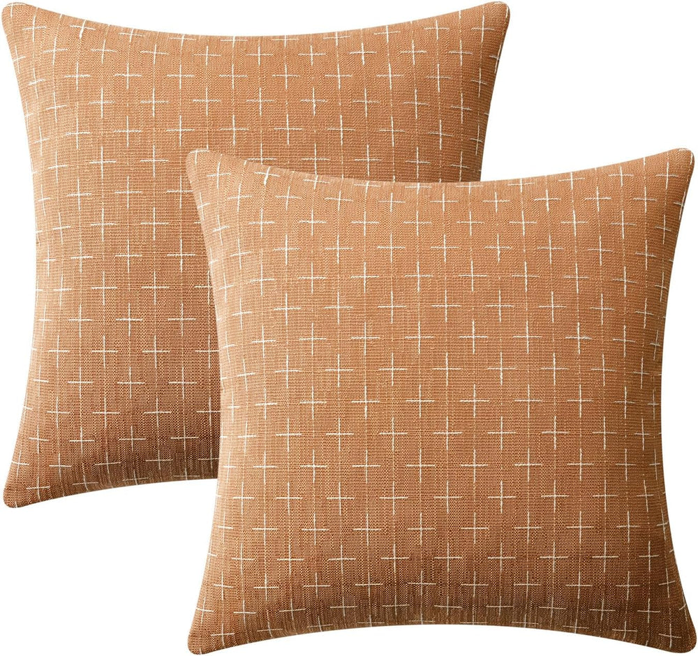 MIULEE Pack of 2 Decorative Burlap Linen Throw Pillow Covers Farmhouse Pillow...