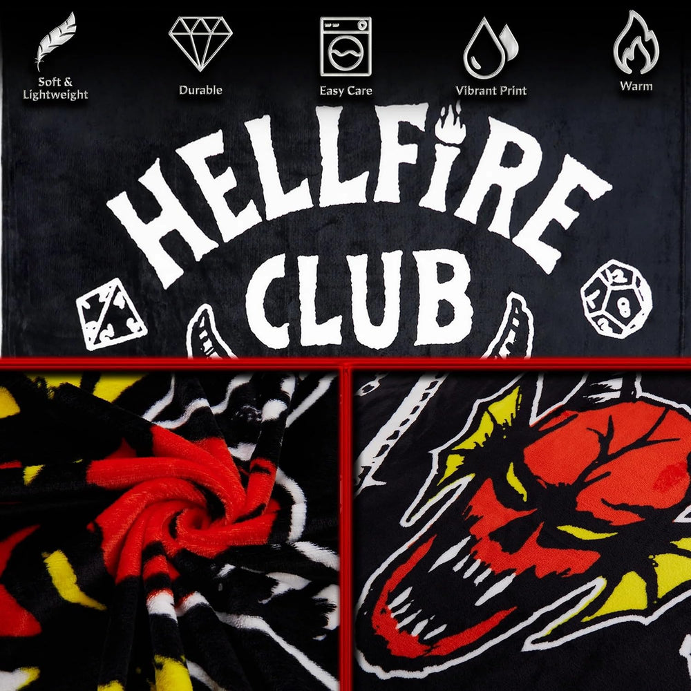 Stranger Things Blanket Throw Bedroom Accessories Fleece Blanket, Hellfire Cl...