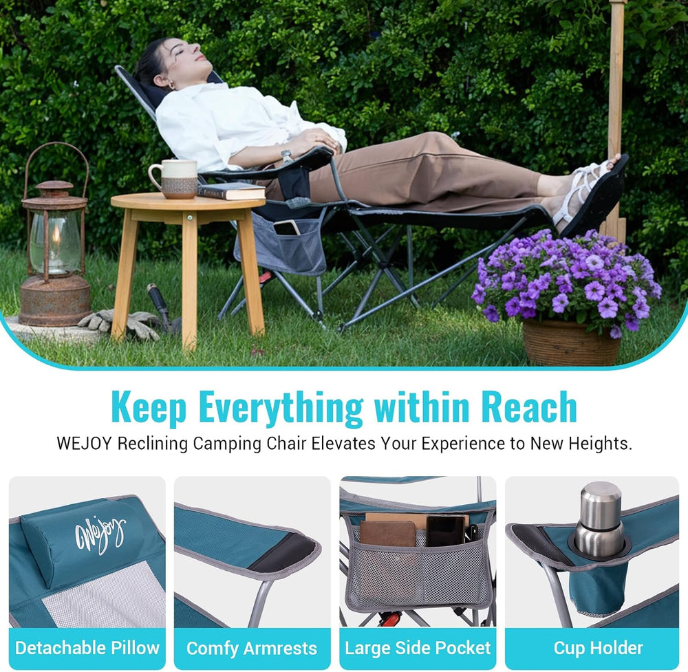#WEJOY 2-in-1 Reclining Camping Chair with Footrest for Adults