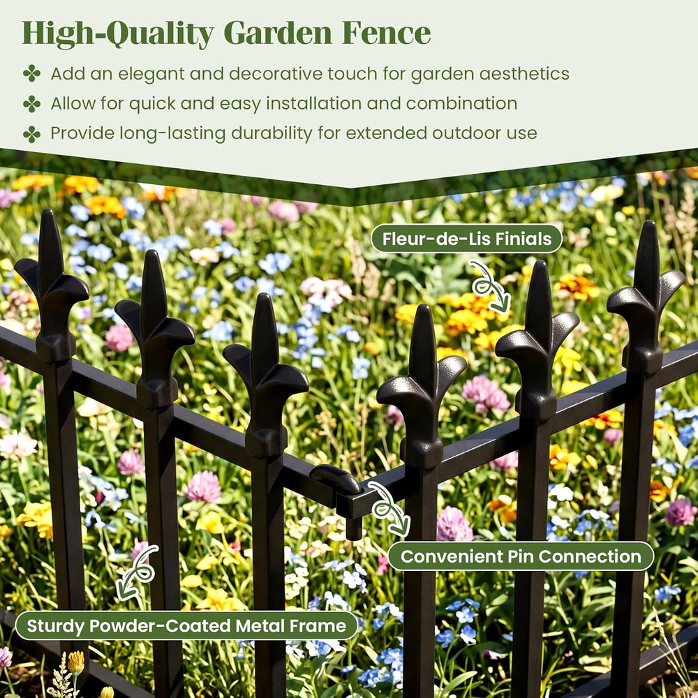 GIANTEX 5 Panels Decorative Metal Garden Fence, 9 FT, No Dig, Heavy Duty