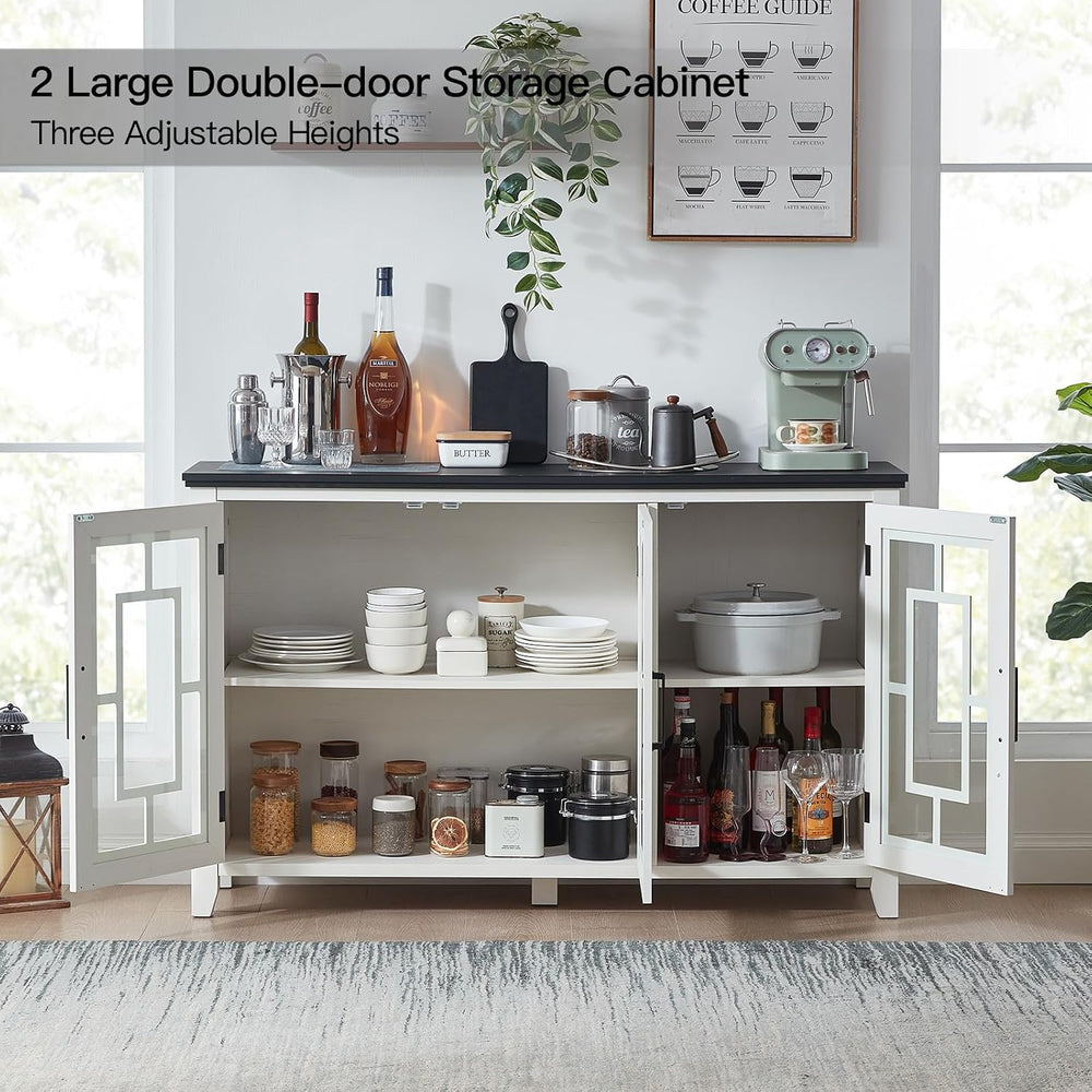 Joaxswe 55" Farmhouse Large Sideboard Buffet Cabinet with Storage, White