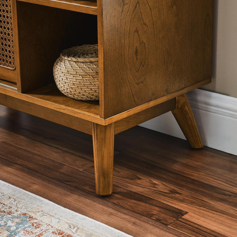 LKTART Mid Century Modern Small Rattan Sideboard Buffet Storage Cabinet