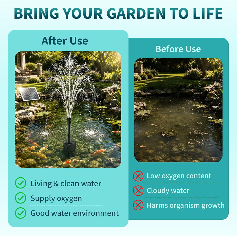 25W Solar Fountain Pump with 16.4FT Extra-Long Cable for Garden