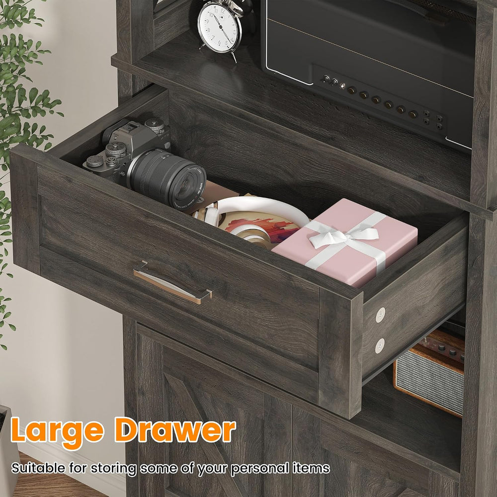 Saudism 55" Pantry Storage Cabinet with Drawers and Barn Doors