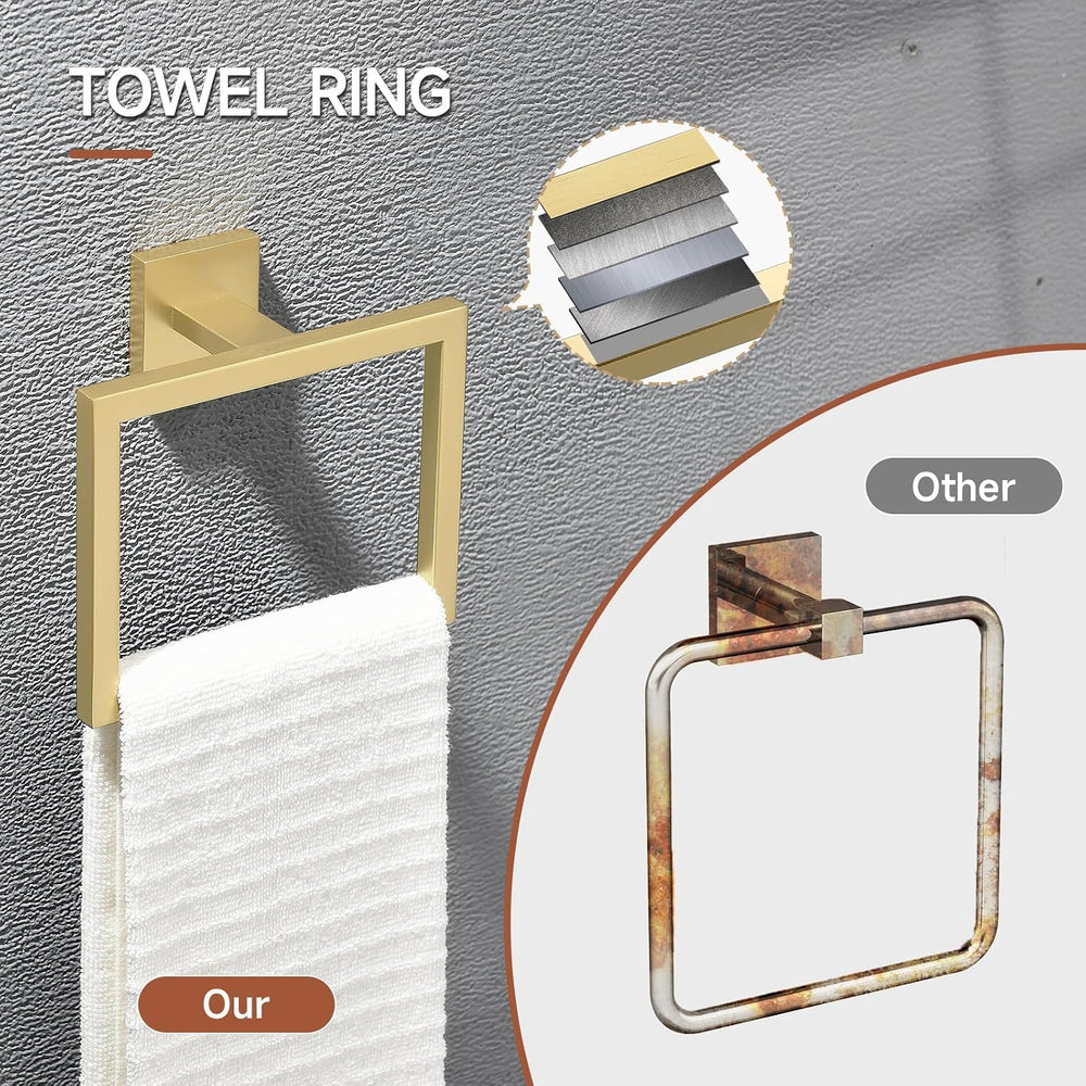 TQKAG 5 Piece Brushed Gold Bathroom Accessories 23.6" Bathroom Hardware Set